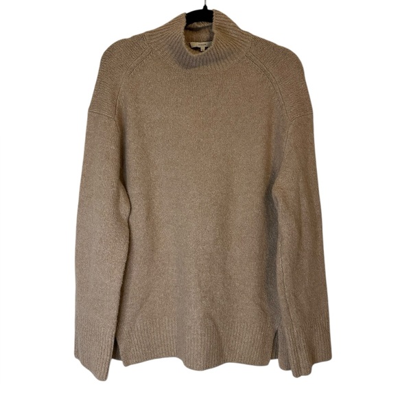Vince Double Slit Fluffy Alpaca Blend Mock Neck/ Turtleneck Sweater Size L - Picture 3 of 6